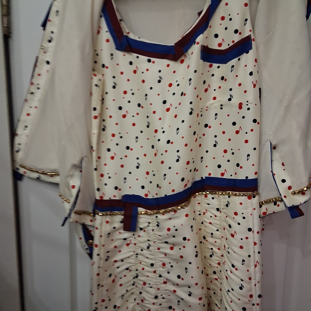 Polka Dot  - White with Red and Blue Accents 2 Piece Dress And Jacket